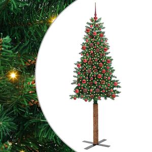 vidaXL Schlanker Weihnachtsbaum mit 300 LEDs mit St&auml;nder Gr&uuml;n 180 cm
