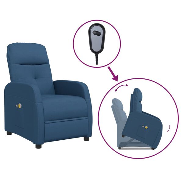 vidaXL Massagesessel mit Aufstehhilfe Blau Stoff
