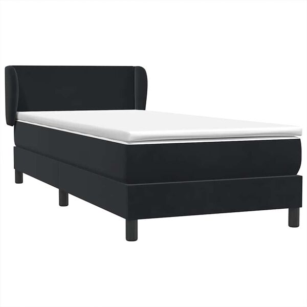vidaXL Boxspringbett mit Matratze Schwarz 90x210 cm Samt