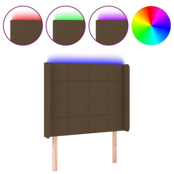 vidaXL LED Kopfteil Dunkelbraun 93x16x118/128 cm Stoff