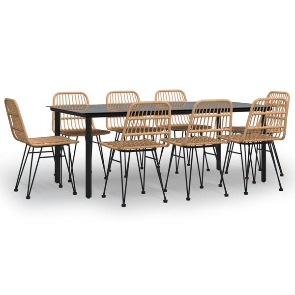 vidaXL 9-tlg. Garten-Essgruppe Poly Rattan