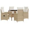 vidaXL Outdoortisch-Set 5 Stk. Beige und Cremewei&szlig; Poly-Rattan