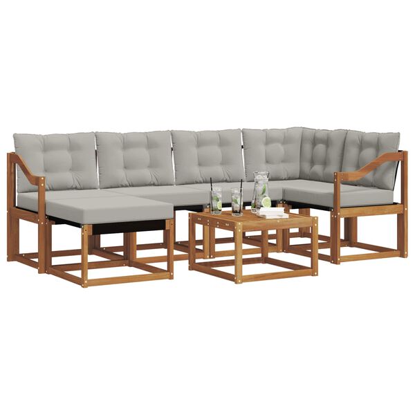 vidaXL Outdoor-Sofagarnitur mit Kissen 7 pcs Nat&uuml;rlich und Hellgrau