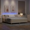 vidaXL LED Boxspringbett mit Matratze mit LED Creme 180 x 200 cm Stoff