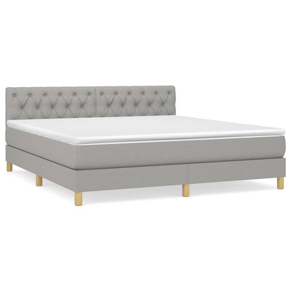 vidaXL Boxspringbett mit Matratze Hellgrau 160x200 cm Stoff