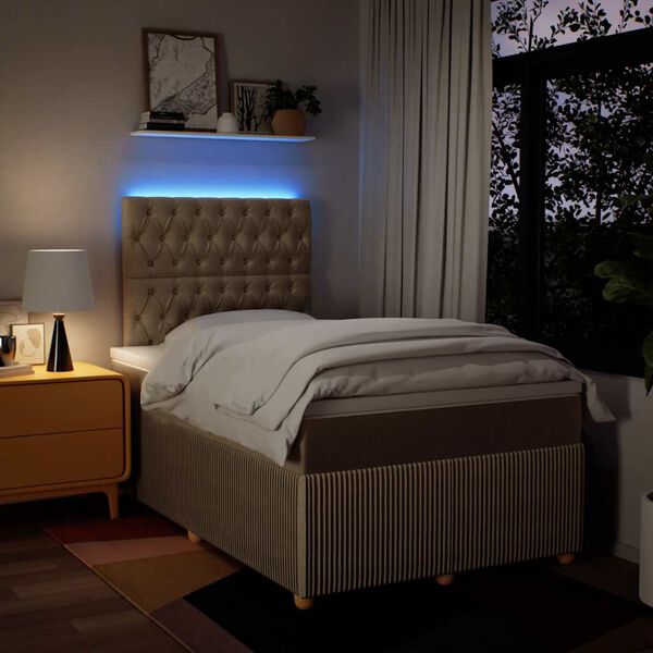 vidaXL Boxspringbett mit Matratze Creme 120x200 cm Stoff