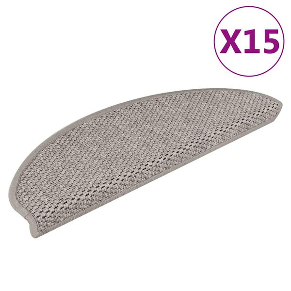 vidaXL Treppenmatten Selbstklebend Sisal-Look 15 Stk. 65x21x4 Platina