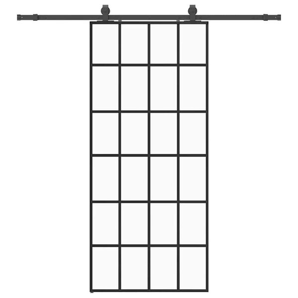 vidaXL Schiebet&uuml;r mit Beschlag Schwarz 90x205 cm ESG-Glas