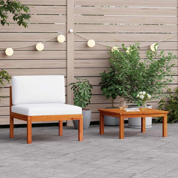 vidaXL 2-teiliges Garten-Lounge-Set mit Kissen Holz Akazie & Seil