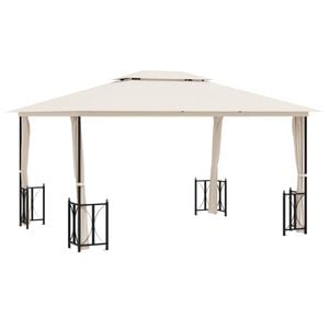 vidaXL Pavillon mit Seitenw&auml;nden & Doppeldach 3x4 m Creme