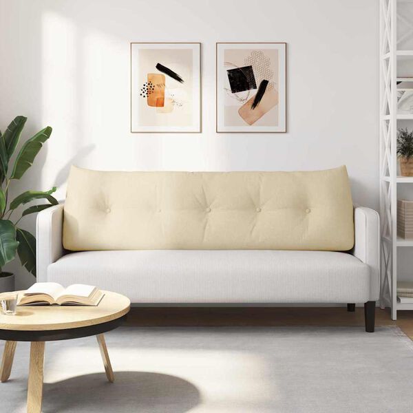 vidaXL R&uuml;cken Kissen Creme 160 x 24 x 50 cm Stoff