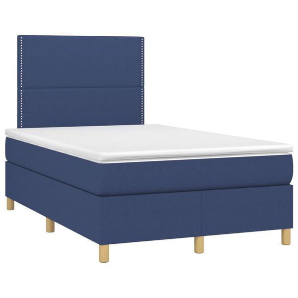vidaXL Boxspringbett mit Matratze & LED Blau 120x200 cm Stoff