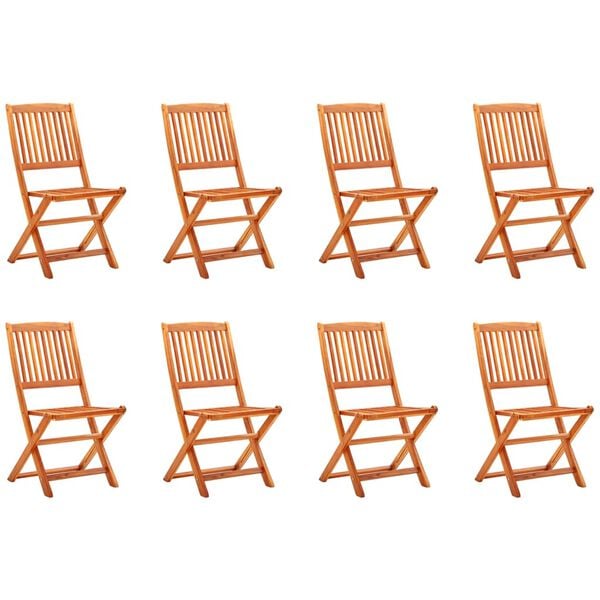 vidaXL Klappbare Gartenst&uuml;hle 8 Stk. Massivholz Eukalyptus