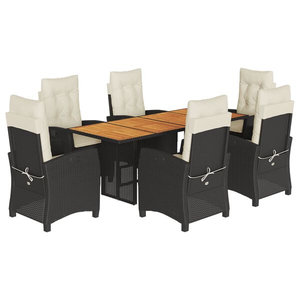 vidaXL 7-tlg. Garten-Essgruppe mit Kissen Grau Poly Rattan