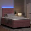 vidaXL LED Boxspringbett mit Matratze Rosa 120 x 200 cm Samt
