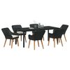 vidaXL Garten Essgruppe mit Kissen 7 pcs Schwarz Poly-Rattan