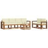vidaXL Outdoor-Sofagarnitur 7 pcs Natur und Creme Massivholz Akazie