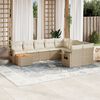 vidaXL 10-tlg. Garten-Sofagarnitur mit Kissen Beige Poly Rattan