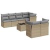 vidaXL 8-tlg. Garten-Sofagarnitur mit Kissen Beige Poly Rattan