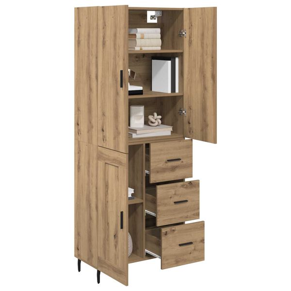 vidaXL Highboard 2 pcs Artisan-Eiche Engineered Wood und Glas