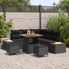 vidaXL Garten-Sofa-Set mit Kissen mit Speicher Schwarz Poly Rattan