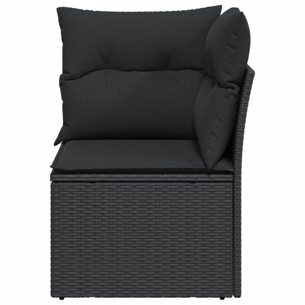 vidaXL Gartensofa-Ecke mit Kissen Schwarz Poly Rattan