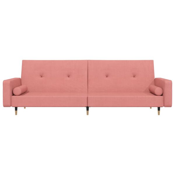 vidaXL Schlafsofa 2-Sitzer mit 2 Kissen Rosa Samt