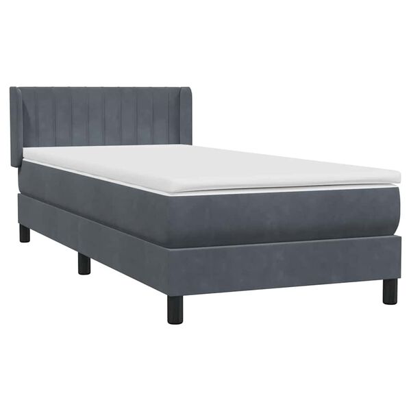 vidaXL Boxspringbett mit Matratze Dunkelgrau 80x220 cm Samt