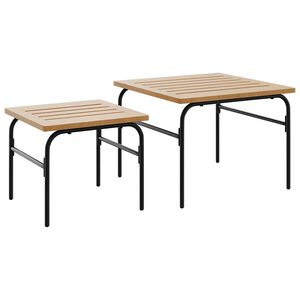 vidaXL Outdoor-Satztische 2 Stk. Braun und Schwarz Stahl