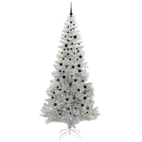 vidaXL Weihnachtsbaum mit 300 LEDs mit St&auml;nder Silber 240 cm PET