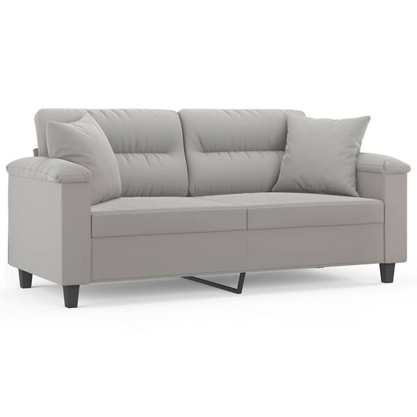 vidaXL 2-Sitzer-Sofa mit Kissen Hellgrau 140 cm Mikrofasergewebe