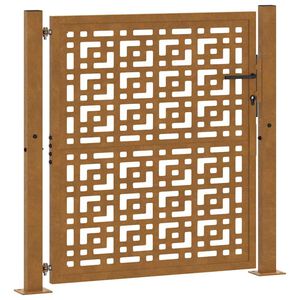 vidaXL Gartentor 100x100 cm Verwitterungsstahl Kreuzdesign