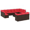 vidaXL 14-teiliges Gartensofa-Set mit Kissen, braun, Polyrattan