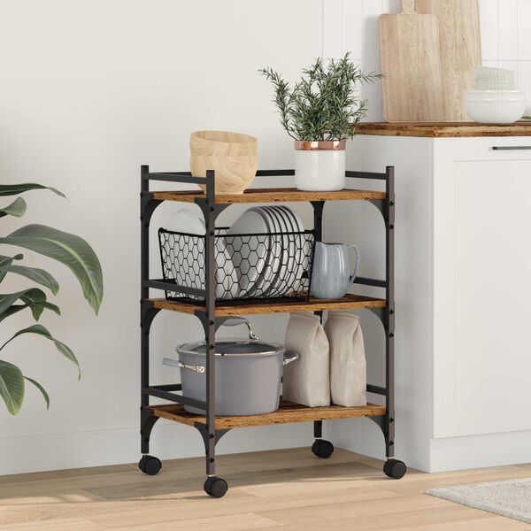 vidaXL K&uuml;chentrolley Altholz 50 x 35 x 75,5 cm Holzwerkstoff