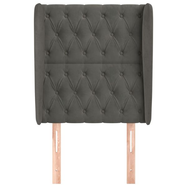 vidaXL Kopfteil mit Ohren Dunkelgrau 83x23x118/128 cm Samt