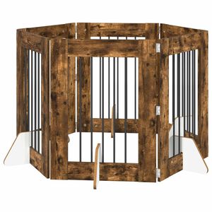vidaXL Hundetor mit St&auml;ndern 6 pcs Ger&auml;ucherte Eiche 60 x 80 cm