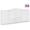 vidaXL Gabionen mit Hochbogen 8 Stk. 400x50x160/180cm Verzinktes Eisen