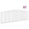 vidaXL Gabionen mit Hochbogen 7 Stk. 400x30x120/140cm Verzinktes Eisen