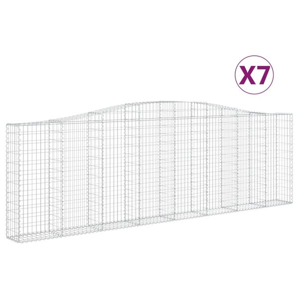 vidaXL Gabionen mit Hochbogen 7 Stk. 400x30x120/140cm Verzinktes Eisen