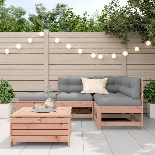 vidaXL 5-tlg. Garten-Lounge-Set mit Kissen Massivholz Douglasie
