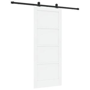vidaXL Schiebet&uuml;r Wei&szlig; und Schwarz 83 x 202 cm Massives Kiefernholz
