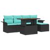 vidaXL Garten-Sofa-Set mit Kissen mit Speicher 6 pcs Schwarz und blau