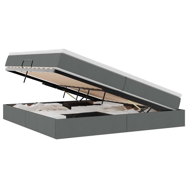 vidaXL Aufbewahrungsbett mit Matratze Dunkelgrau 200 x 200 cm
