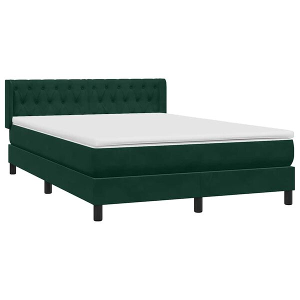 vidaXL Boxspringbett mit Matratze Dunkelgr&uuml;n 160x210 cm Samt