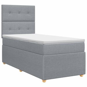 vidaXL Boxspringbett mit Matratze mit Kopfteil Hellgrau Einzeln Stoff