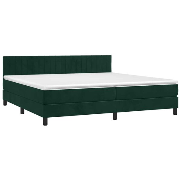 vidaXL Boxspringbett mit Matratze Dunkelgr&uuml;n 200x200 cm Samt