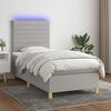 vidaXL Boxspringbett mit Matratze & LED Hellgrau 90x190 cm Stoff