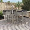 vidaXL 7-tlg. Gartenbar-Set mit Kissen Grau Poly Rattan