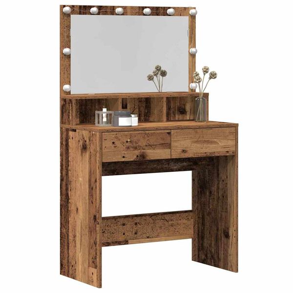 vidaXL Schminktisch mit Regal Altholz 80 x 41 x 134,5 cm Holzwerkstoff
