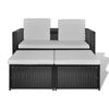 vidaXL 4-tlg. Garten-Lounge-Set mit Auflagen Poly Rattan Schwarz